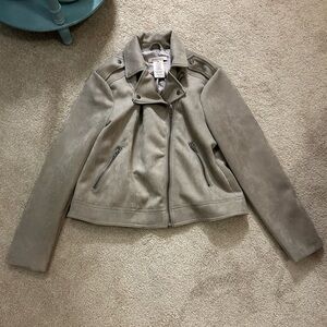 Philosophy Women's Taupe Gray Faux Suede Jacket Size Large